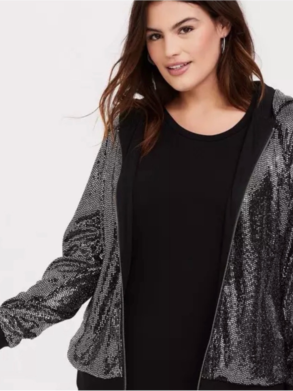 torrid Black Sequin Bomber Jacket - Picture 1 of 9